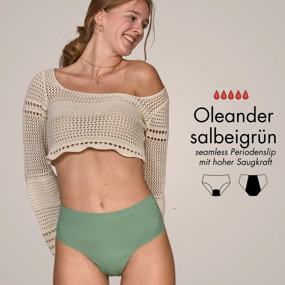 Oleander salbeigrün - seamless Periodenslip mit hoher Saugkraft