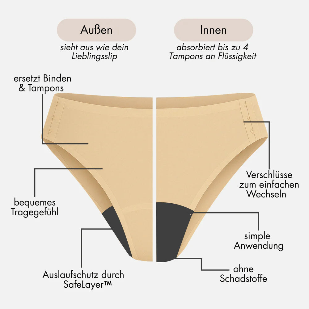 Ivy vanille - seamless Periodenslip mit Verschluss