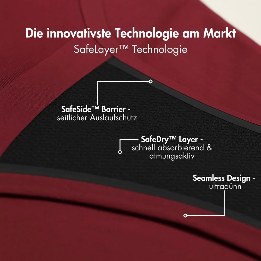 Rose burgund - Periodenslip mit klassischer Spitze